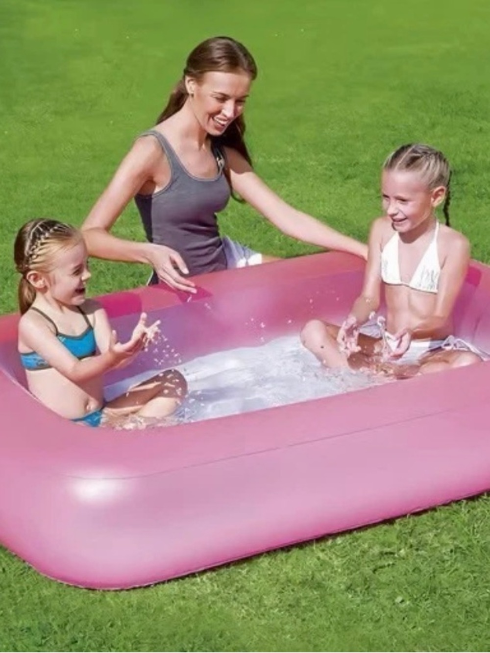 Inflatable Pink Kids' Pool - Rectangular Splash Tub